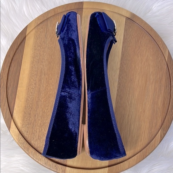 KATE SPADE l Blue Crush Velvet Gold Logo Detail Ballerina Flats Sz. 6 Balletcore - Picture 7 of 12